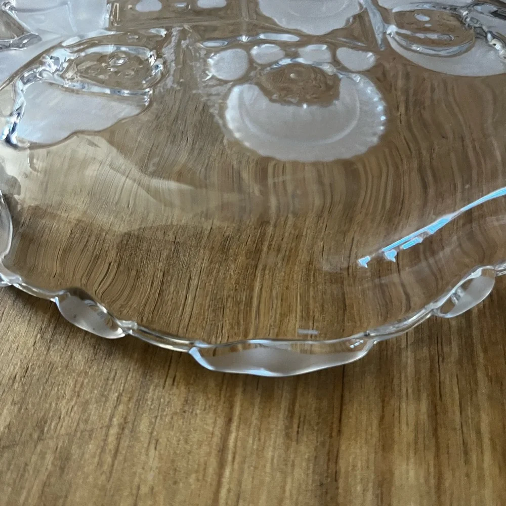 Vintage Mikasa Carolers Candy‎ Dish/ Nuts Frosted Glass (8in by 6in)